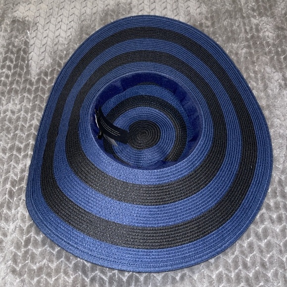 NWT Banana Republic Wide Brim Sun/Summer/Garden/Beach/Cruise hat. Black/Blue M/L main image 9